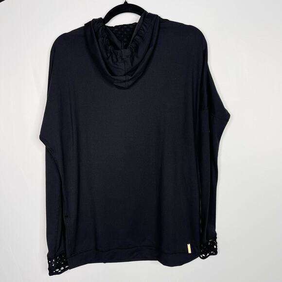 Alala Small Black Mesh Pieced Hoodie Long Sleeve Athleisure Sweatshirt Hood - Picture 2 of 10